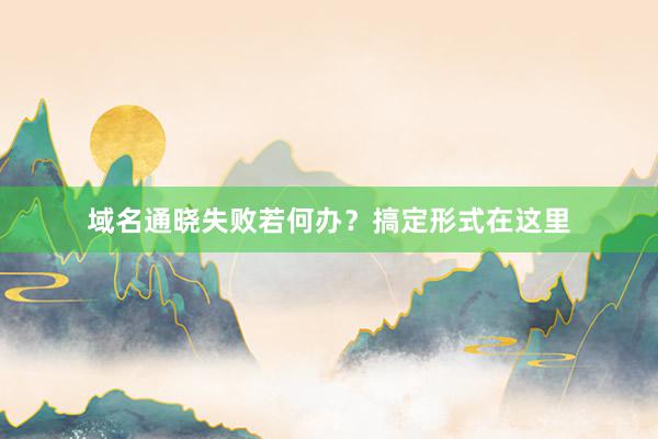 域名通晓失败若何办？搞定形式在这里